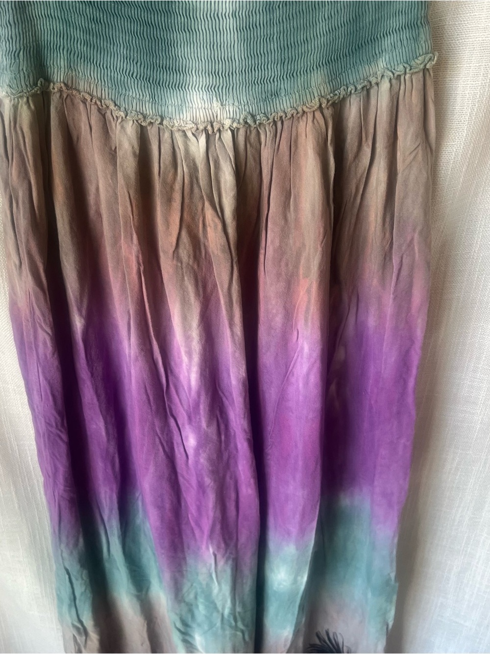One World Strapless Tube Top Ombre Maxi Skirt in Teal and Purple Tye-Dye - Picture 3 of 5